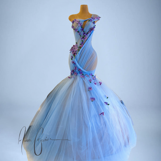 Anne Marie Floral High Fishtail Mermaid Gown