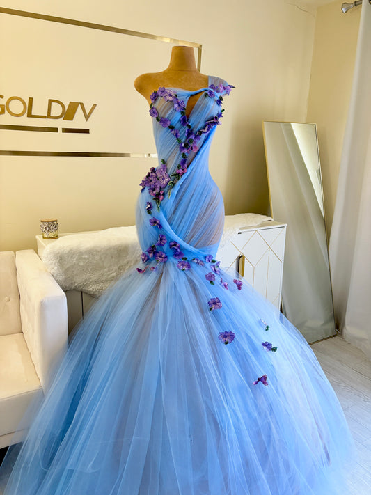 Anne Marie Floral High Fishtail Mermaid Gown