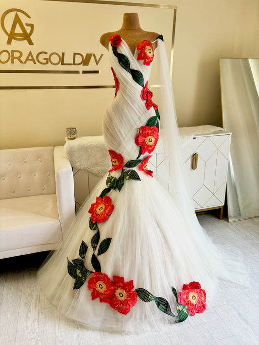 Selena Off-the-Shoulder Floral Gown