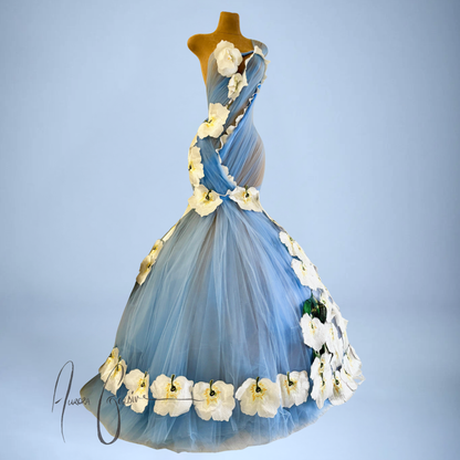 Donna Marie Floral High Fishtail Mermaid Gown