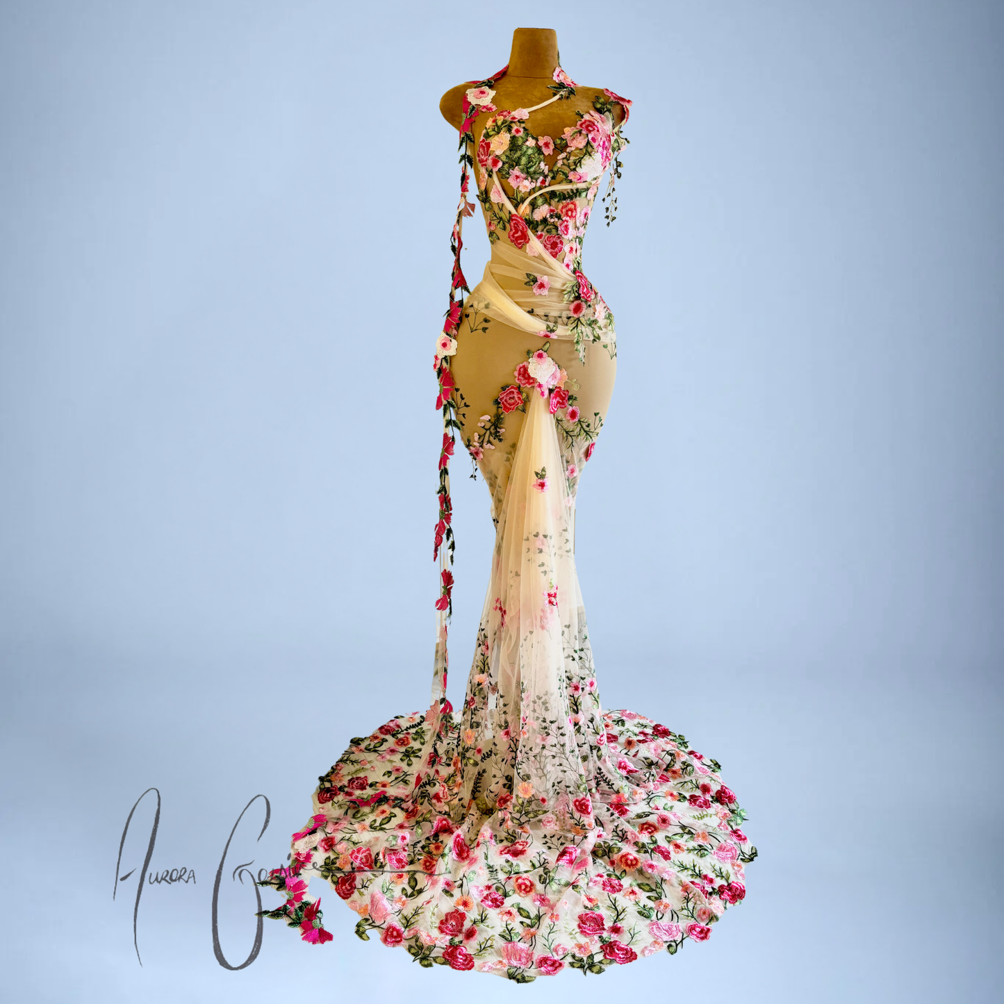 Orvillia Embroidered Floral Mermaid Gown