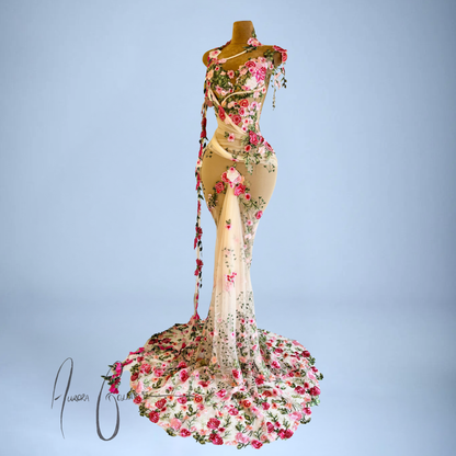 Orvillia Embroidered Floral Mermaid Gown