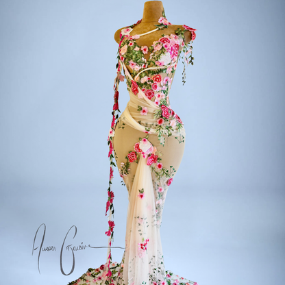 Orvillia Embroidered Floral Mermaid Gown