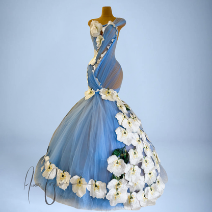 Donna Marie Floral High Fishtail Mermaid Gown