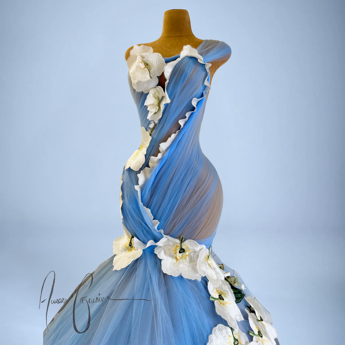 Donna Marie Floral High Fishtail Mermaid Gown