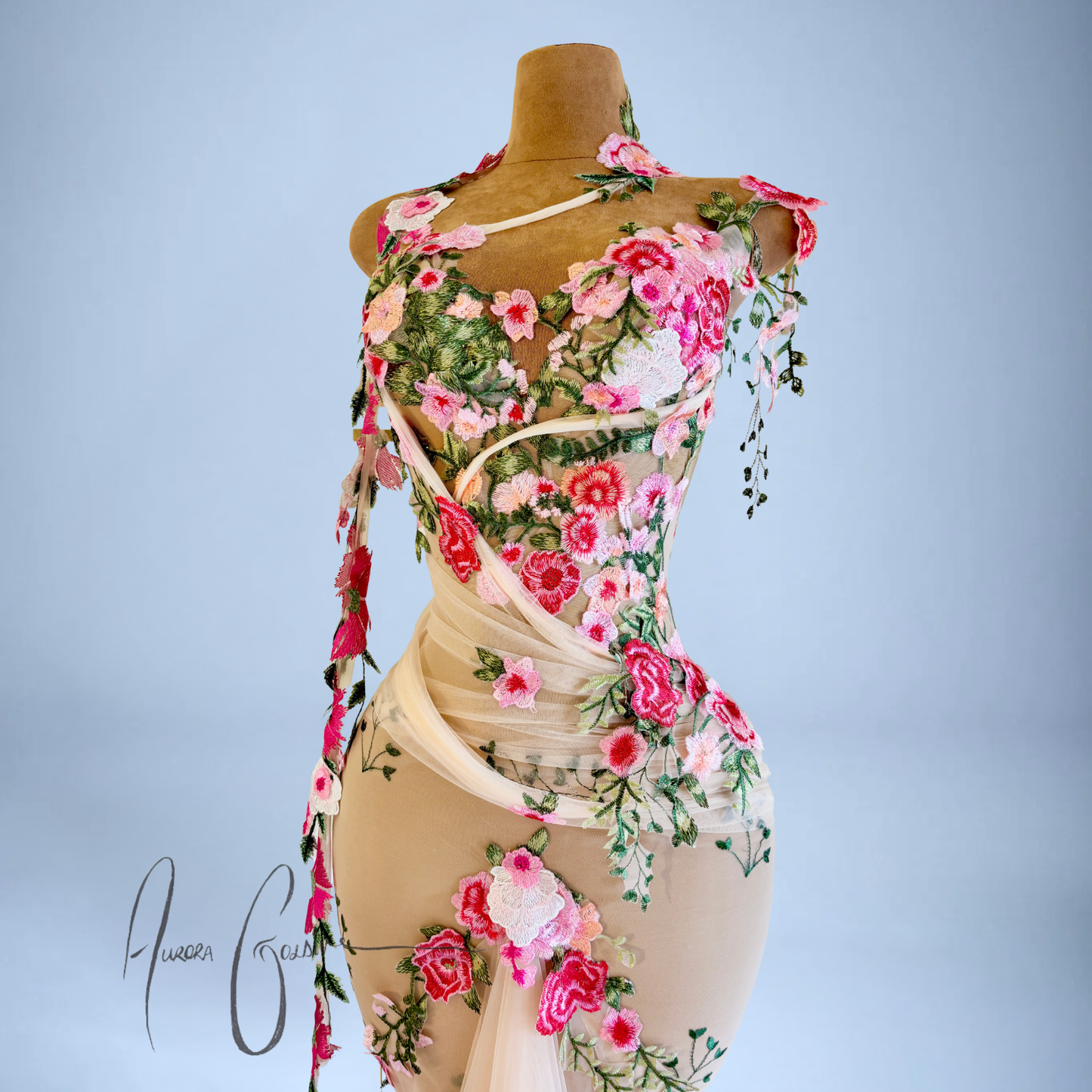 Orvillia Embroidered Floral Mermaid Gown
