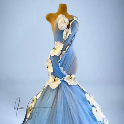 Donna Marie Floral High Fishtail Mermaid Gown