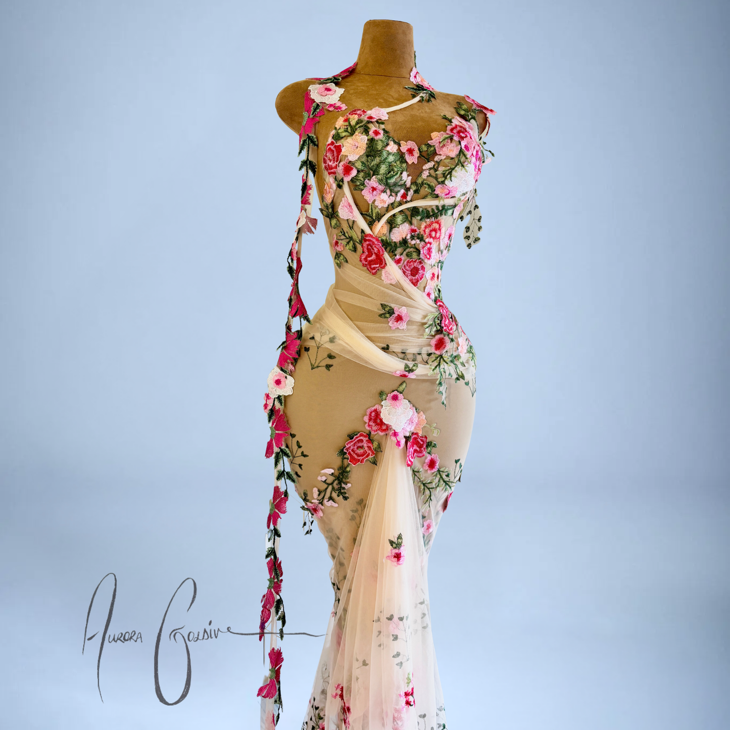 Orvillia Embroidered Floral Mermaid Gown