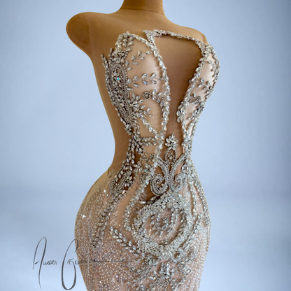 Astor – Champagne Sequin Gown with Ornate Silver Detailing
