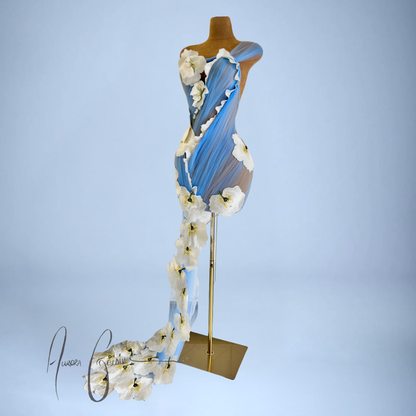 Kansola Draped Mini Dress with Side Train