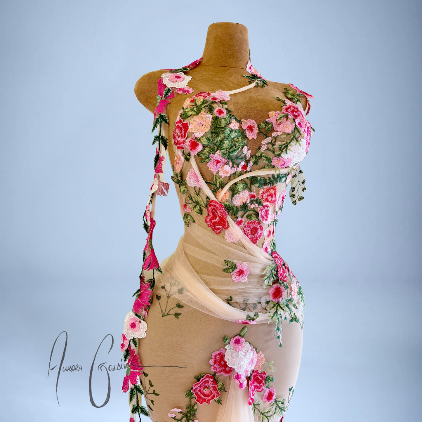 Orvillia Embroidered Floral Mermaid Gown