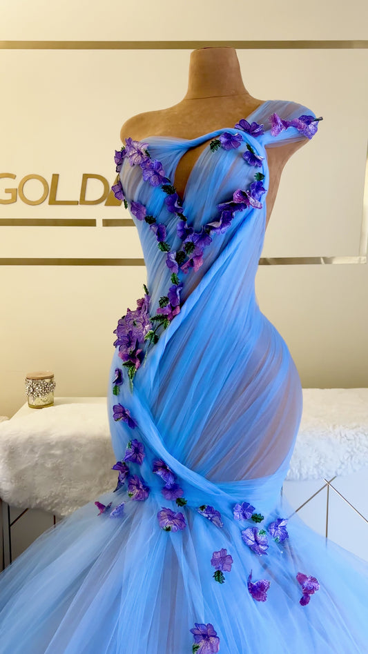 Anne Marie Floral High Fishtail Mermaid Gown