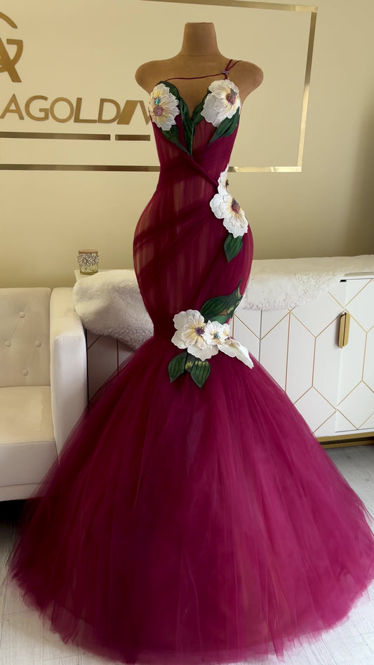 Mali Floral Mermaid Evening Gown